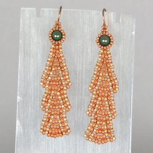 Art Deco Copper long fan earrings